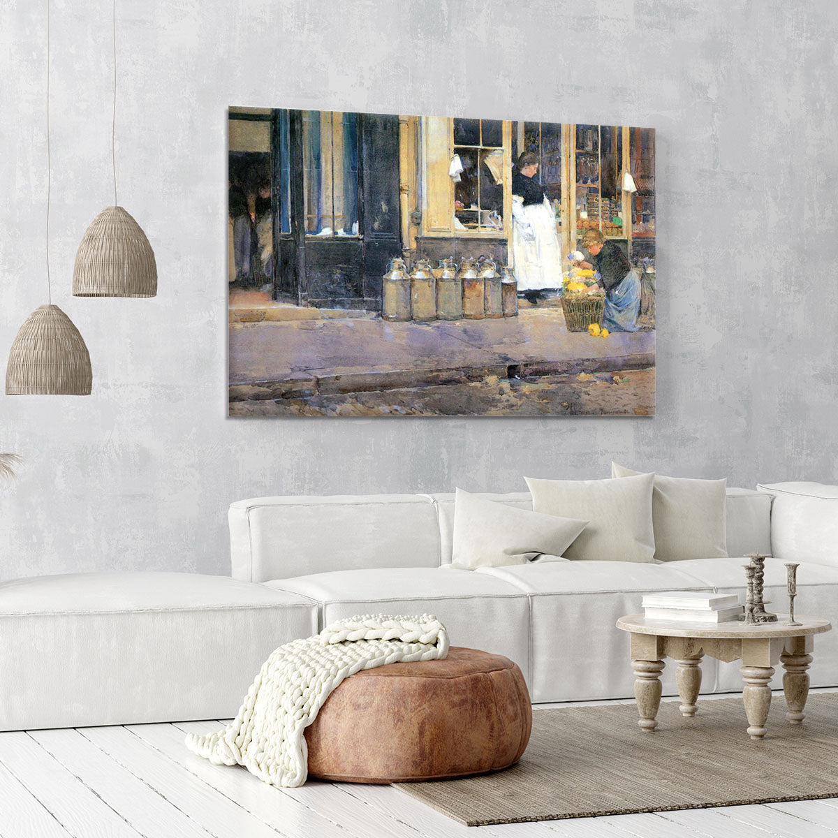 The flower girls and the milk vendor by Hassam Canvas Print or Poster - Canvas Art Rocks - 6