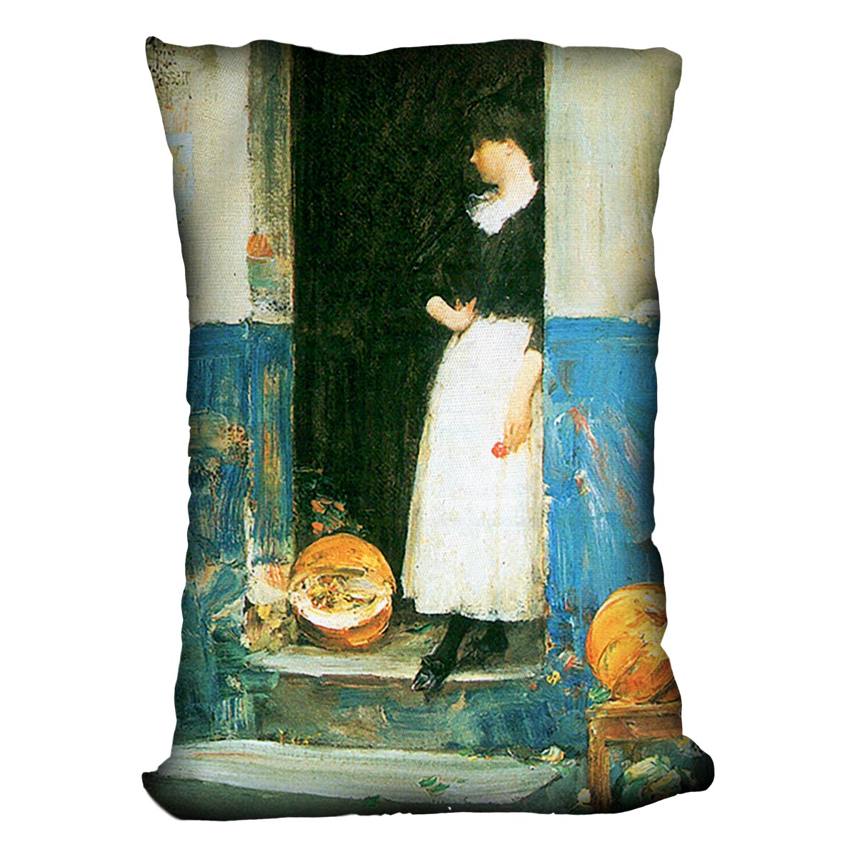 The fruit trader by Hassam Cushion - Canvas Art Rocks - 4