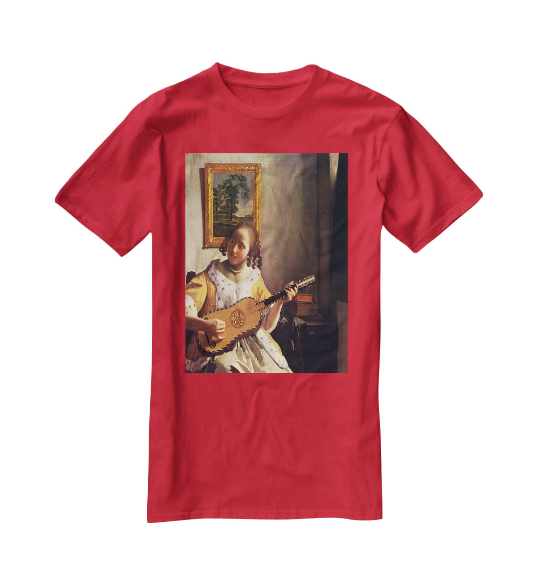 The guitar player by Vermeer T-Shirt - Canvas Art Rocks - 4