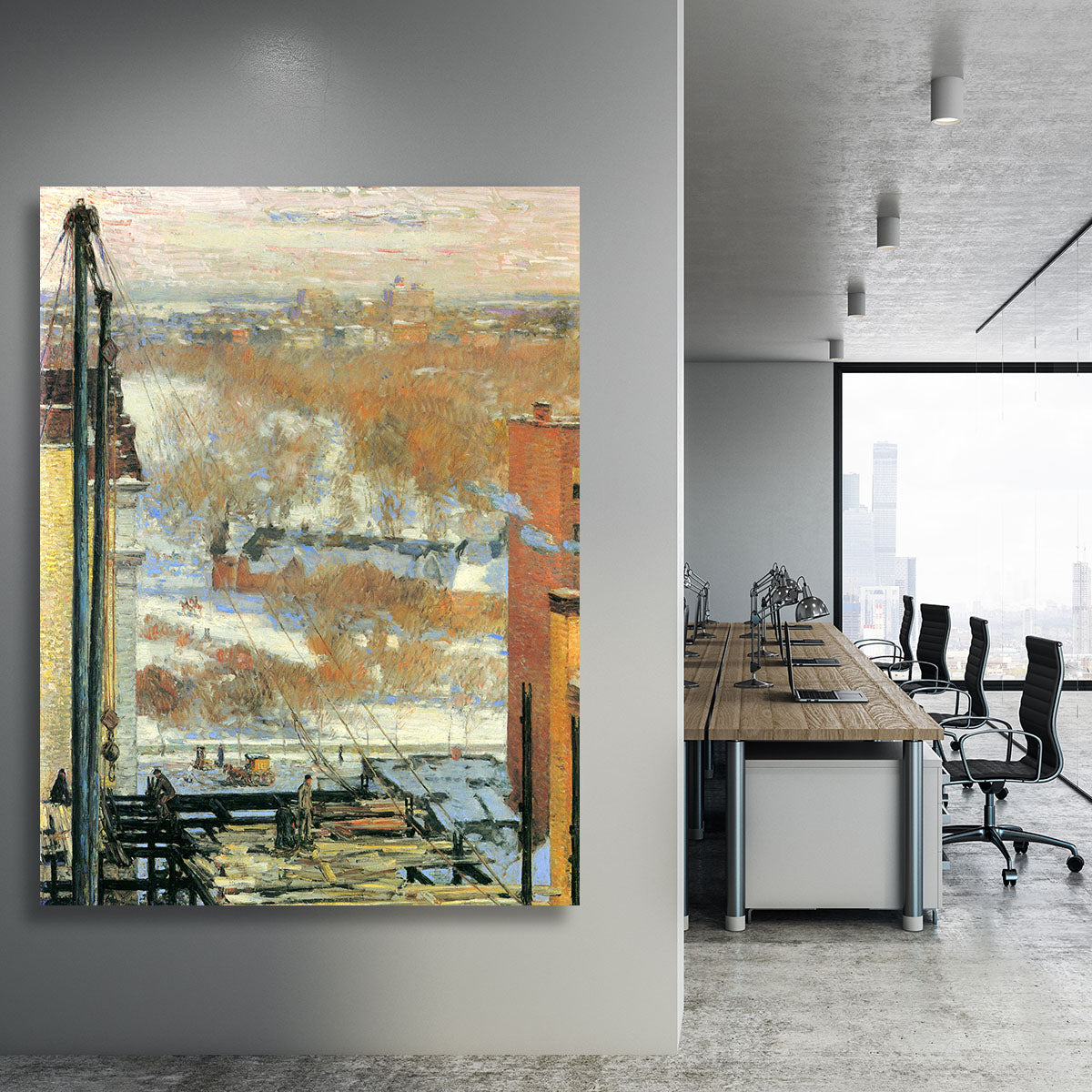 The hut and the skyscrapers by Hassam Canvas Print or Poster - Canvas Art Rocks - 3