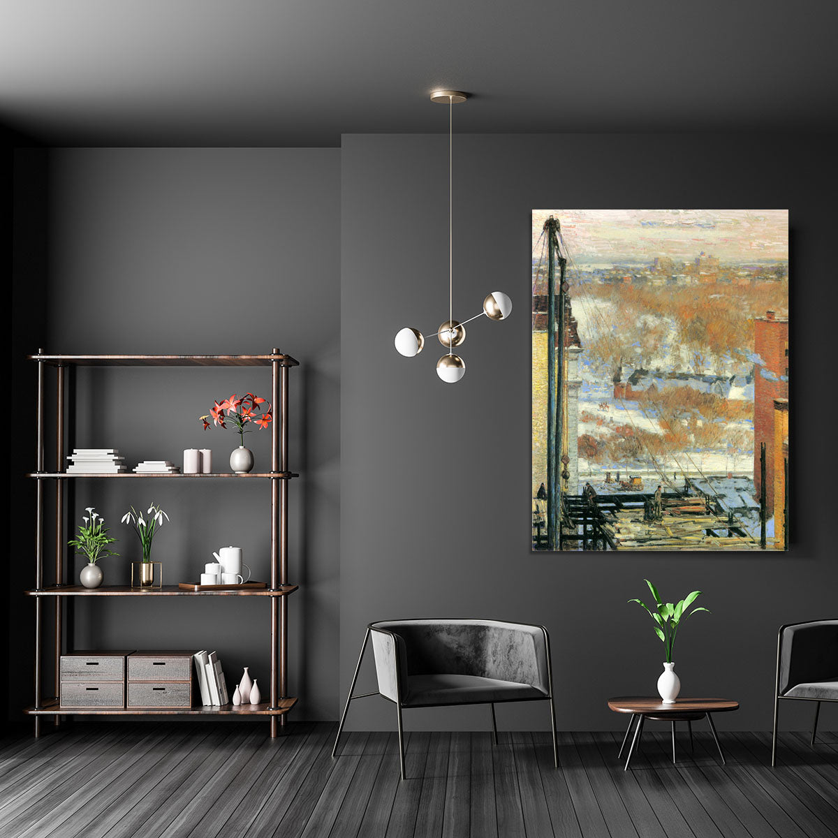 The hut and the skyscrapers by Hassam Canvas Print or Poster - Canvas Art Rocks - 5