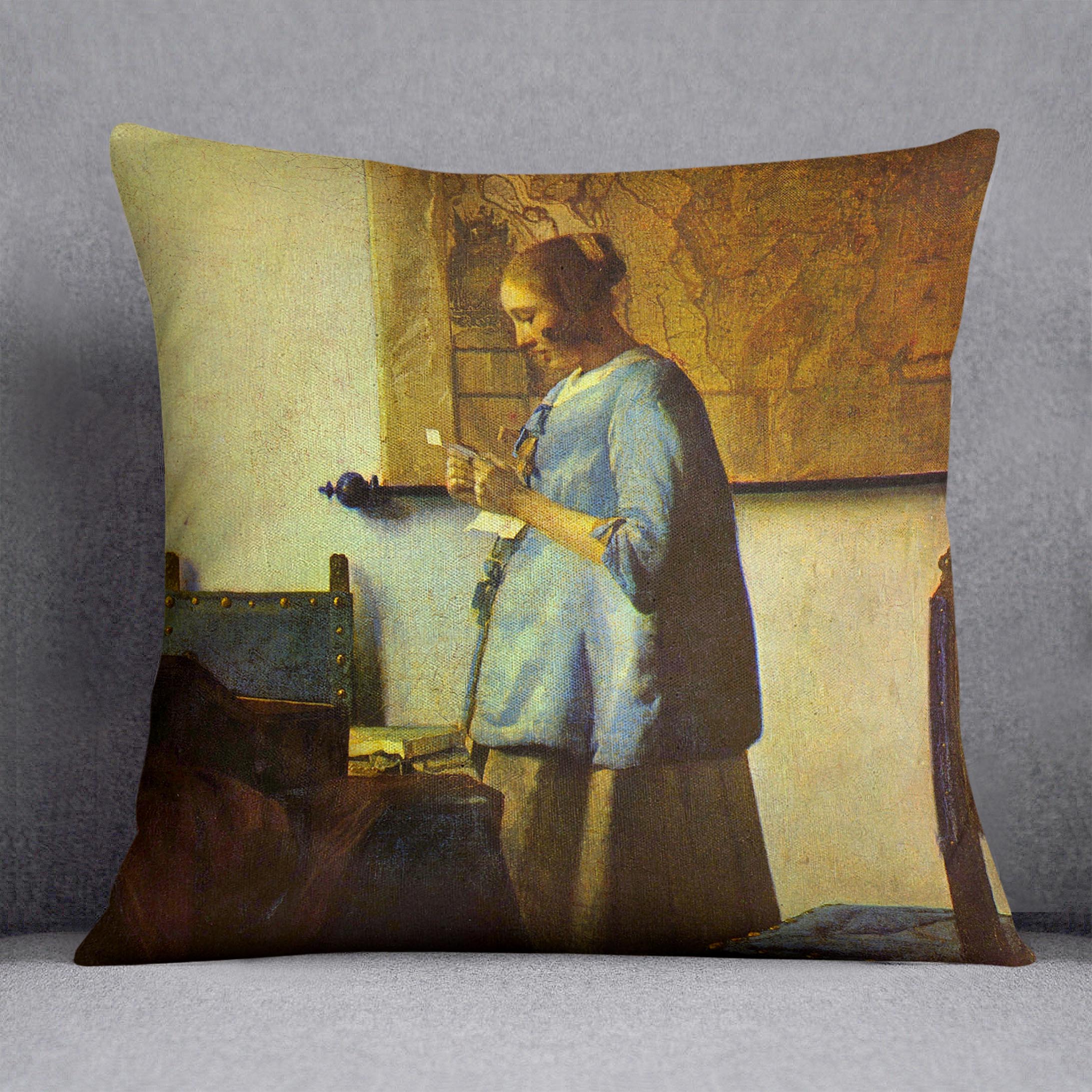 The letter reader by Vermeer Cushion