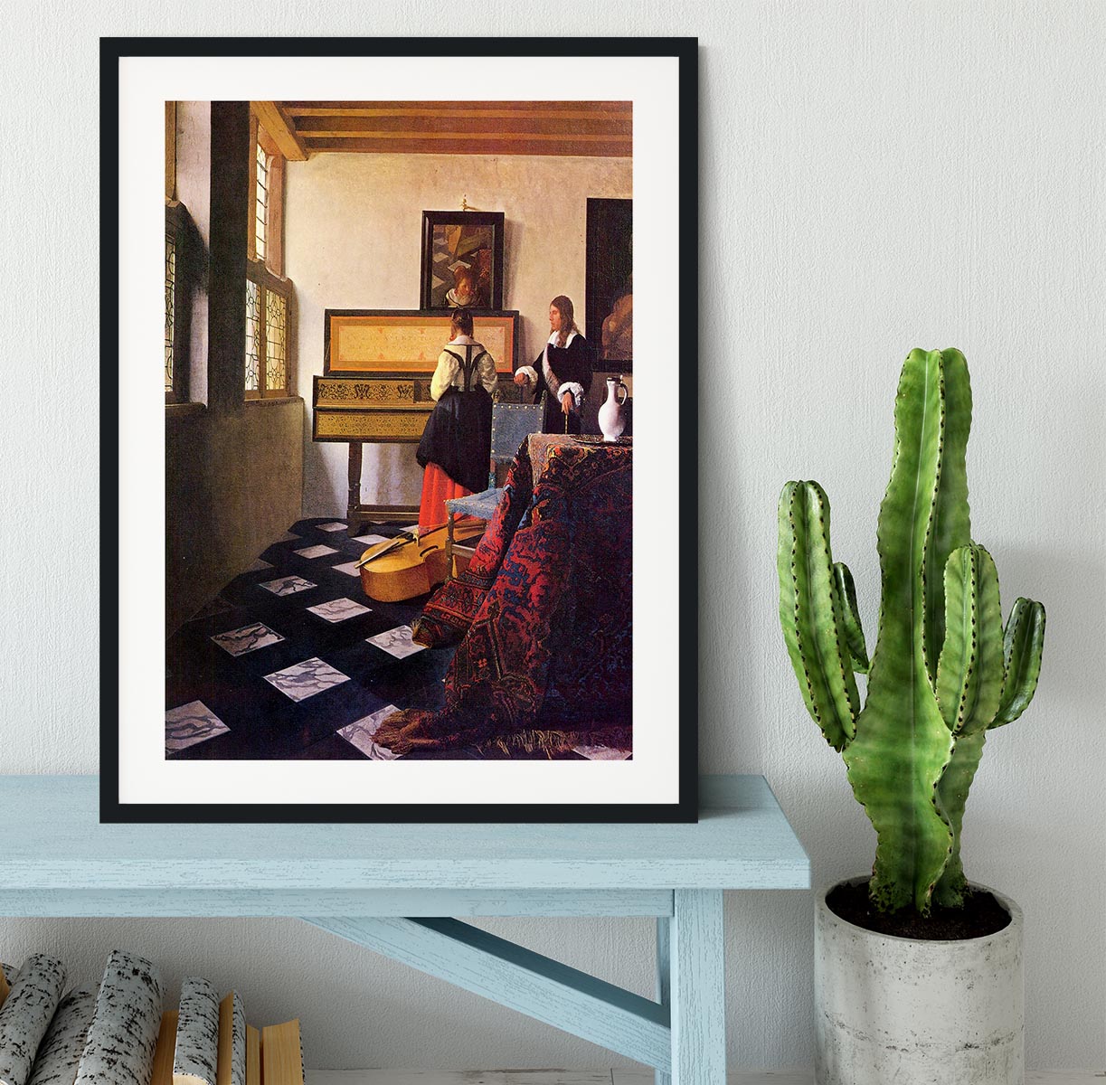 The music lesson by Vermeer Framed Print - Canvas Art Rocks - 1