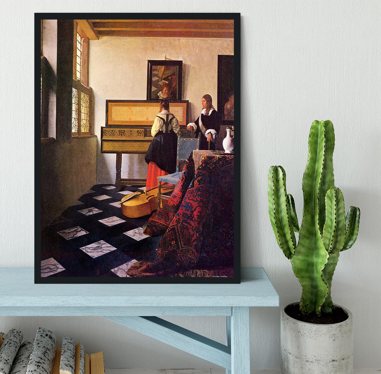 The music lesson by Vermeer Framed Print - Canvas Art Rocks - 2