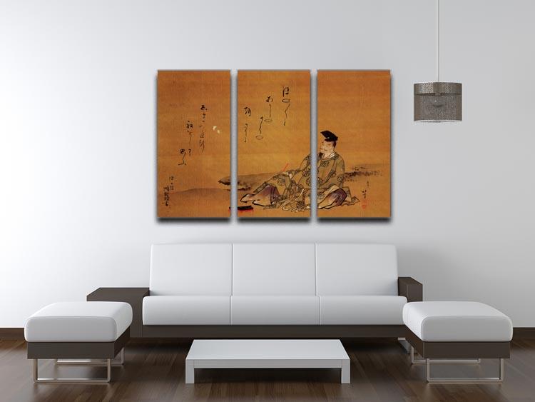 The poet by Hokusai 3 Split Panel Canvas Print - Canvas Art Rocks - 3