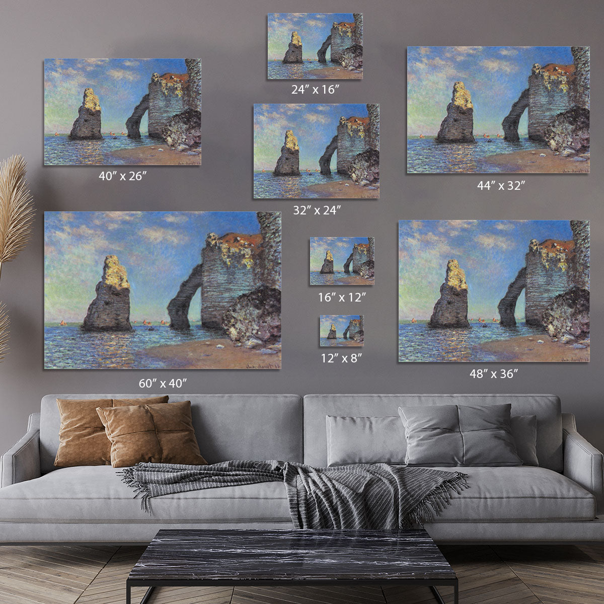 The rocky cliffs of etretat by Monet Canvas Print or Poster - Canvas Art Rocks - 7