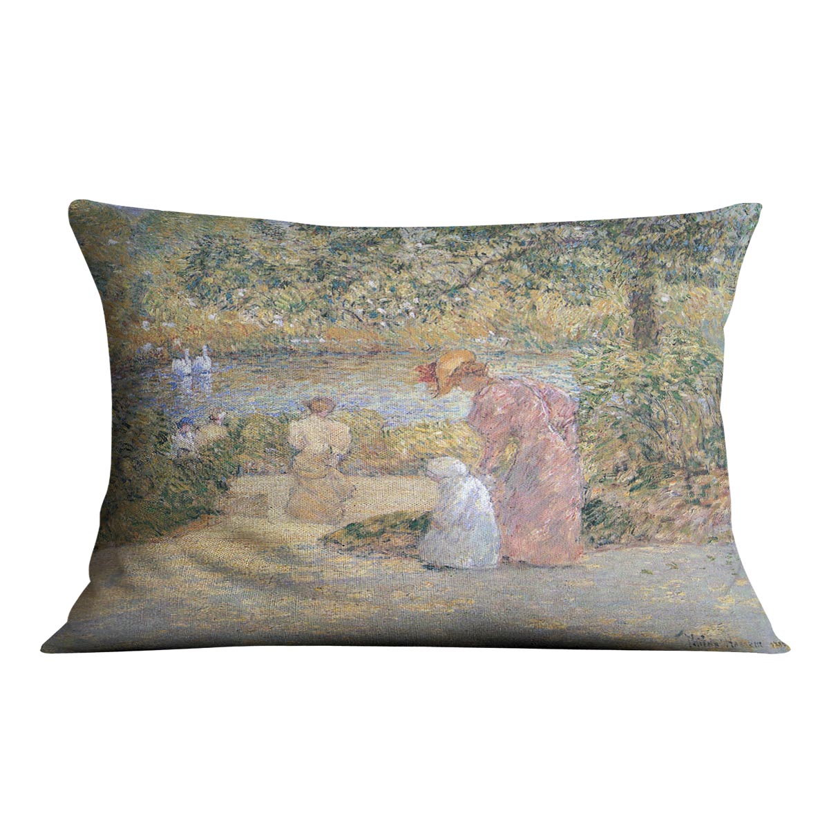 The staircase at Central Park by Hassam Cushion - Canvas Art Rocks - 4