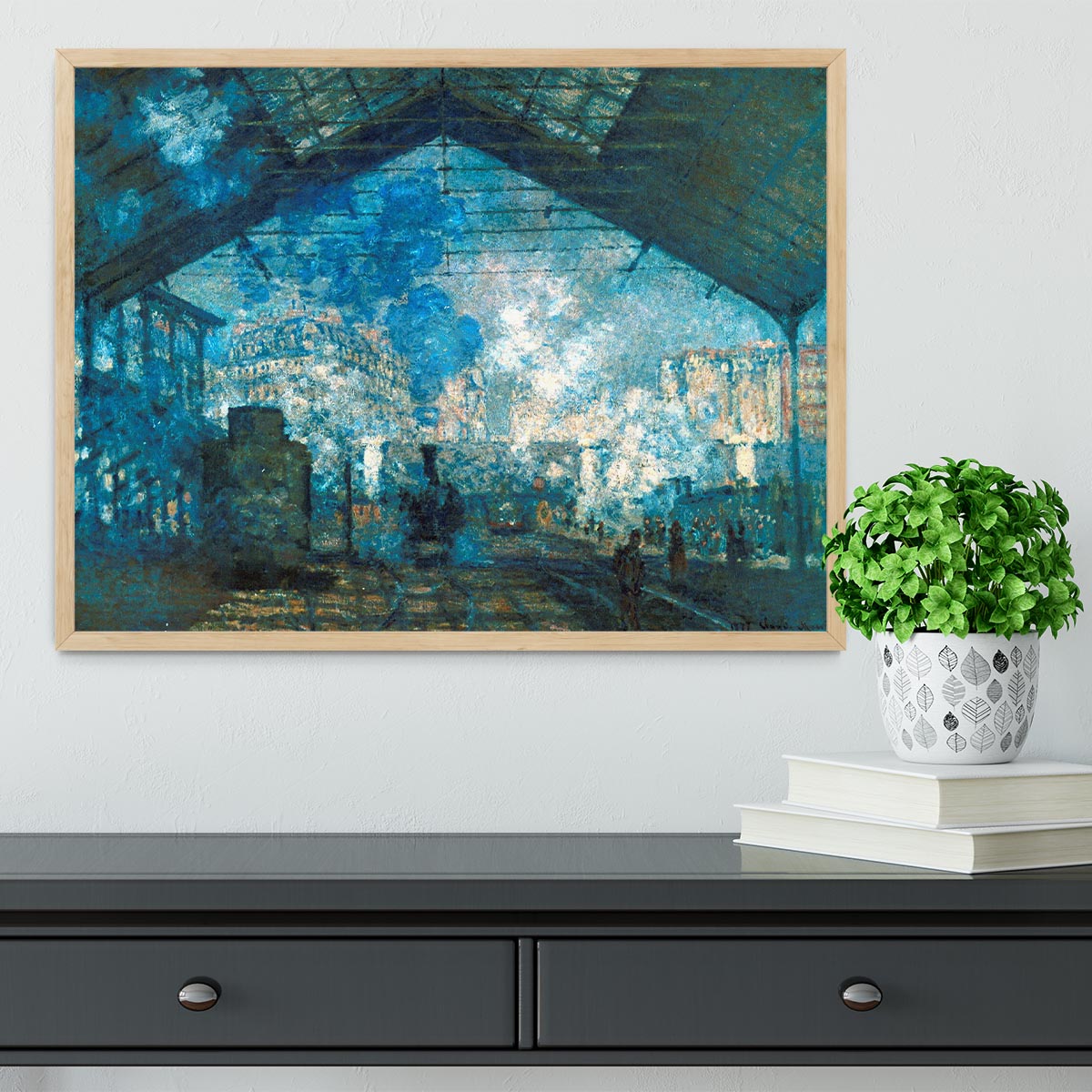 The station Saint Lazare by Monet Framed Print - Canvas Art Rocks - 4