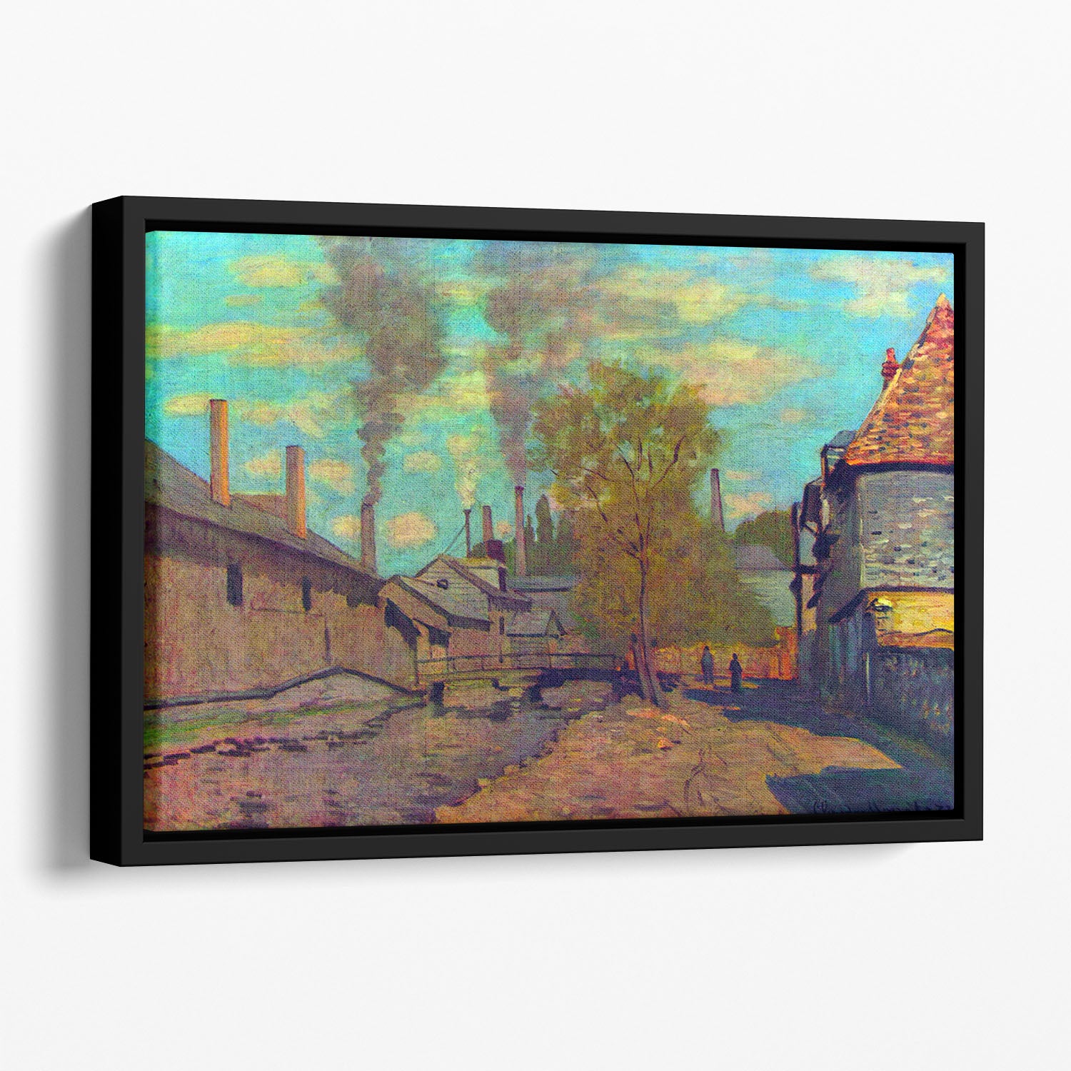 The stream of Robec by Claude Monet Floating Framed Canvas