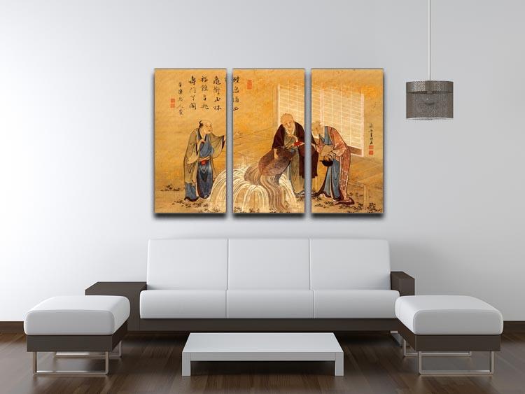 The thouthand years turtle by Hokusai 3 Split Panel Canvas Print - Canvas Art Rocks - 3