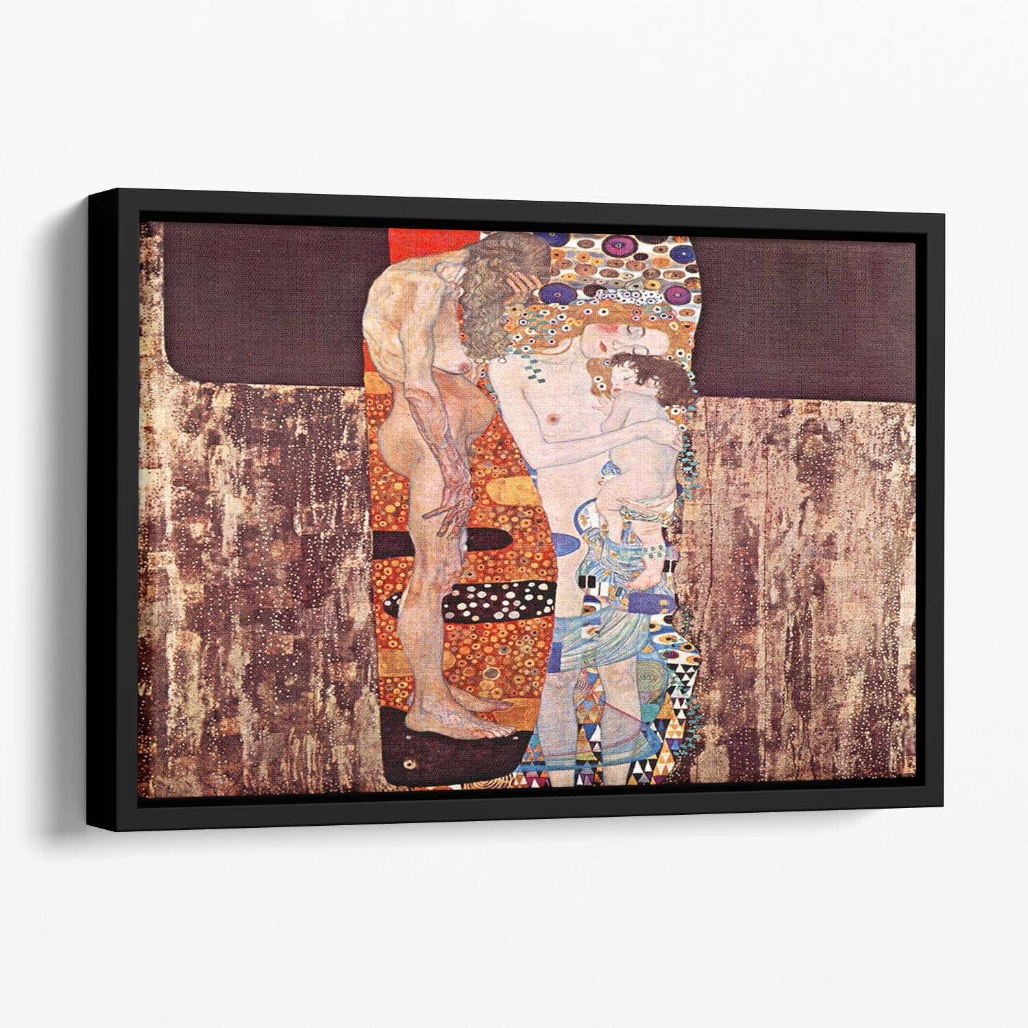 The three ages of a woman by Klimt Floating Framed Canvas