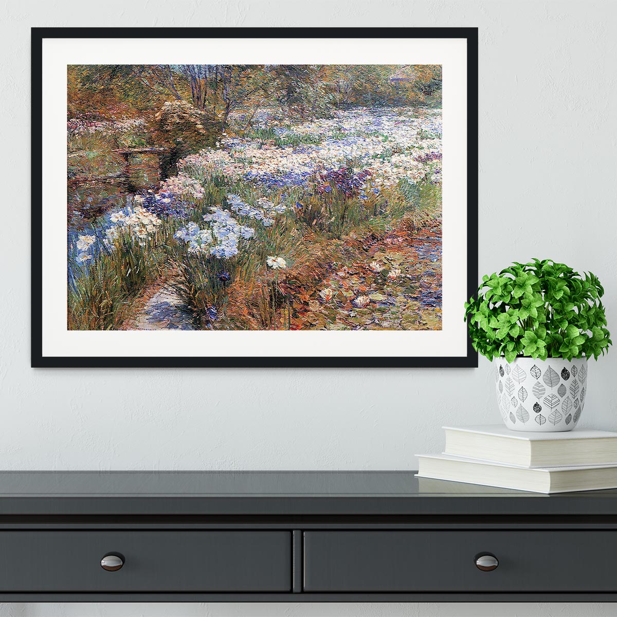 The water garden by Hassam Framed Print - Canvas Art Rocks - 1