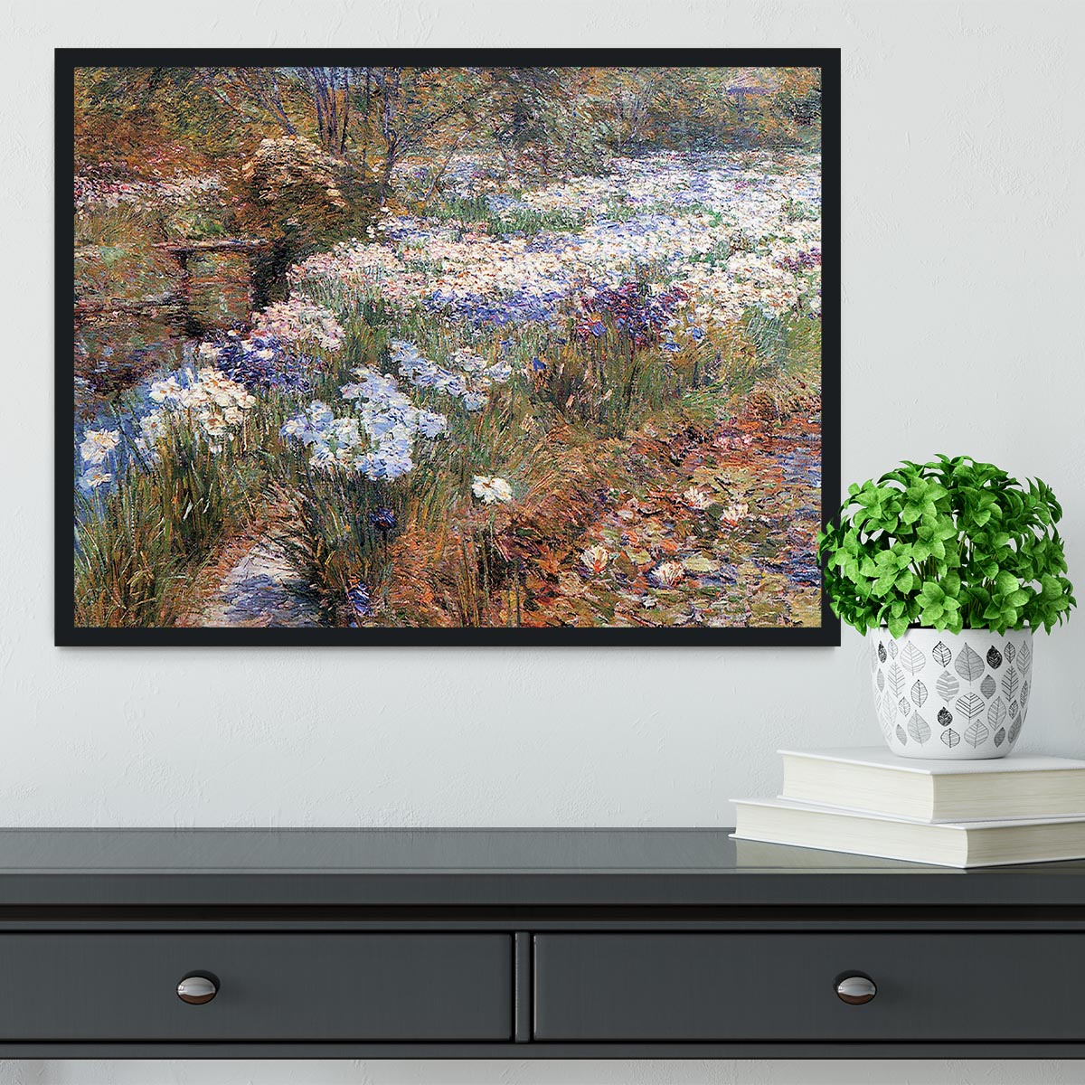 The water garden by Hassam Framed Print - Canvas Art Rocks - 2