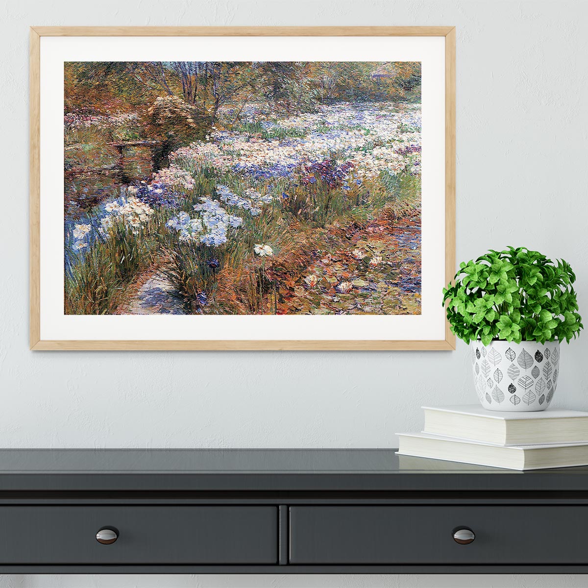 The water garden by Hassam Framed Print - Canvas Art Rocks - 3