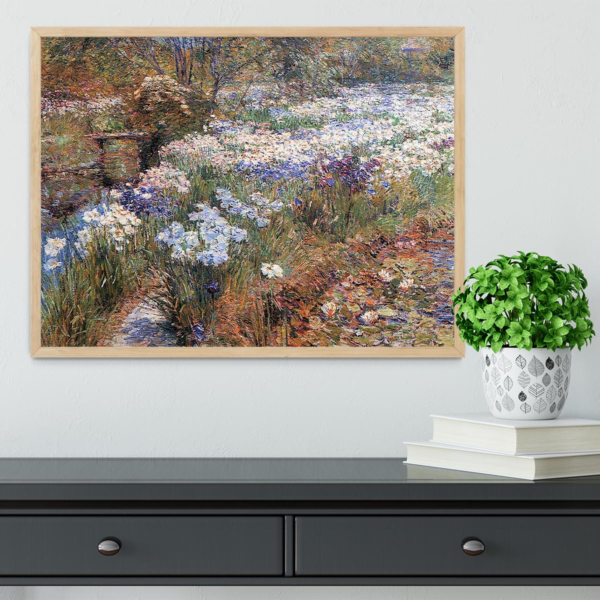 The water garden by Hassam Framed Print - Canvas Art Rocks - 4
