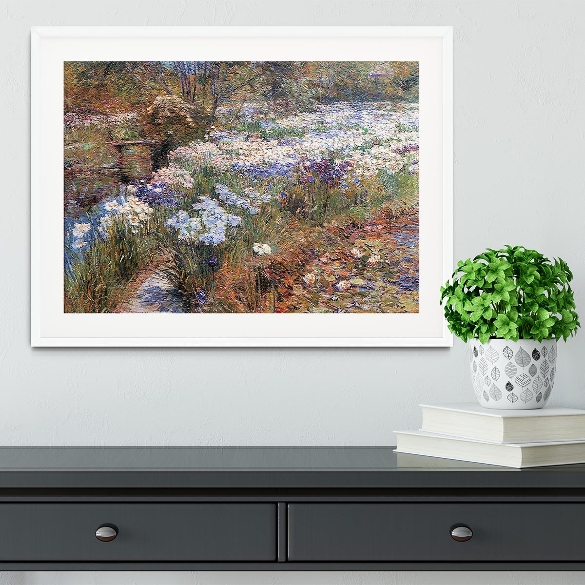 The water garden by Hassam Framed Print - Canvas Art Rocks - 5