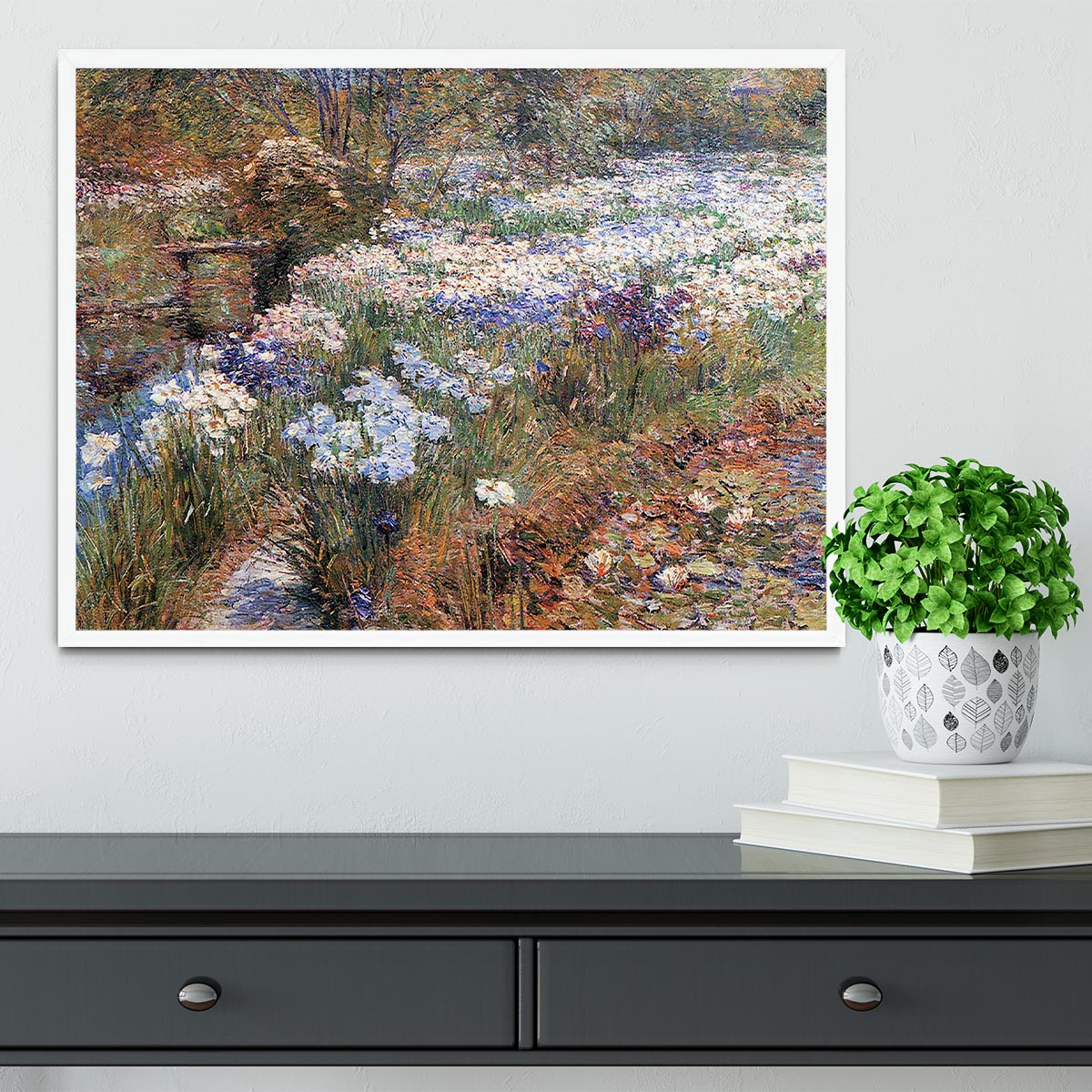 The water garden by Hassam Framed Print - Canvas Art Rocks -6