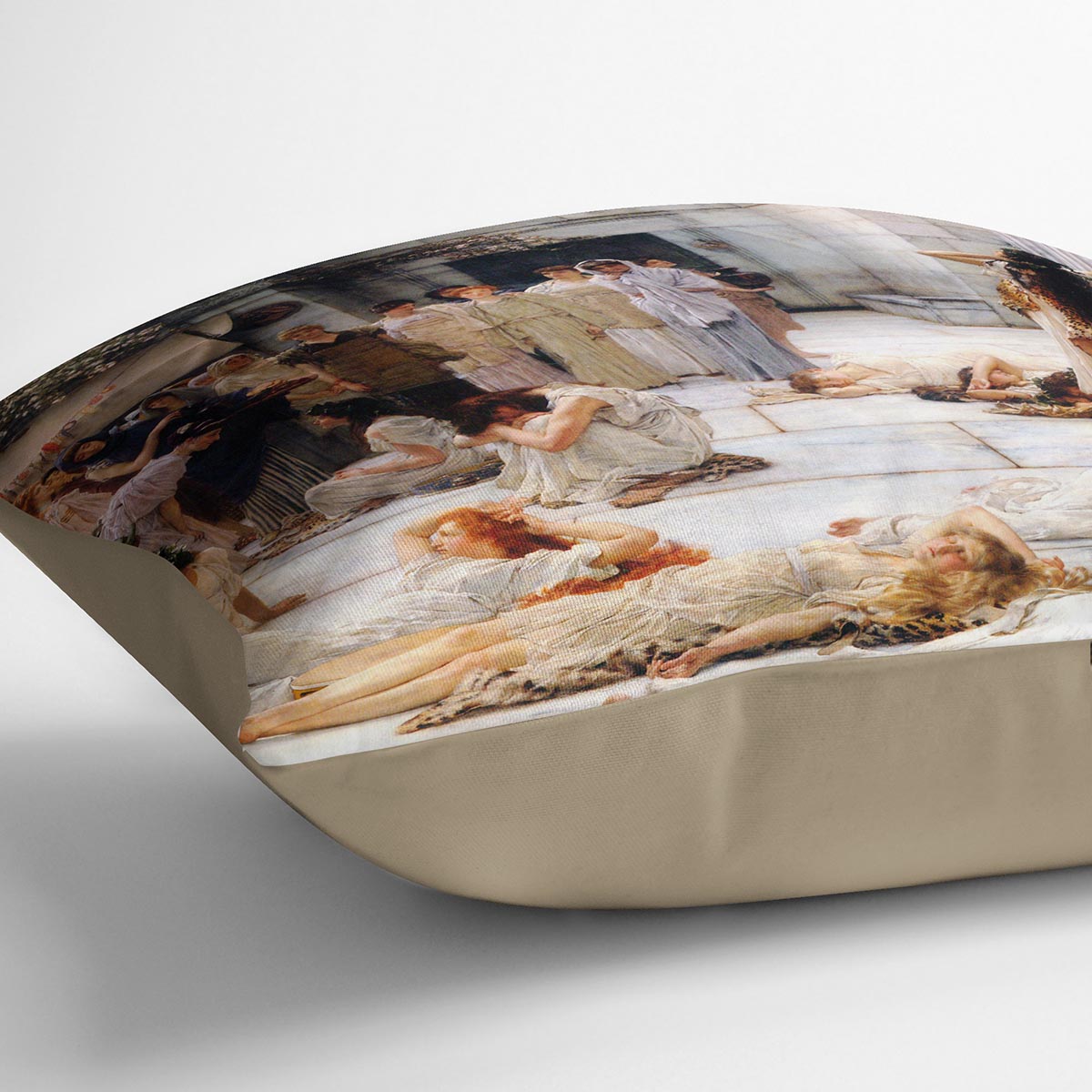 The women of Amphissa detail by Alma Tadema Cushion - Canvas Art Rocks - 2