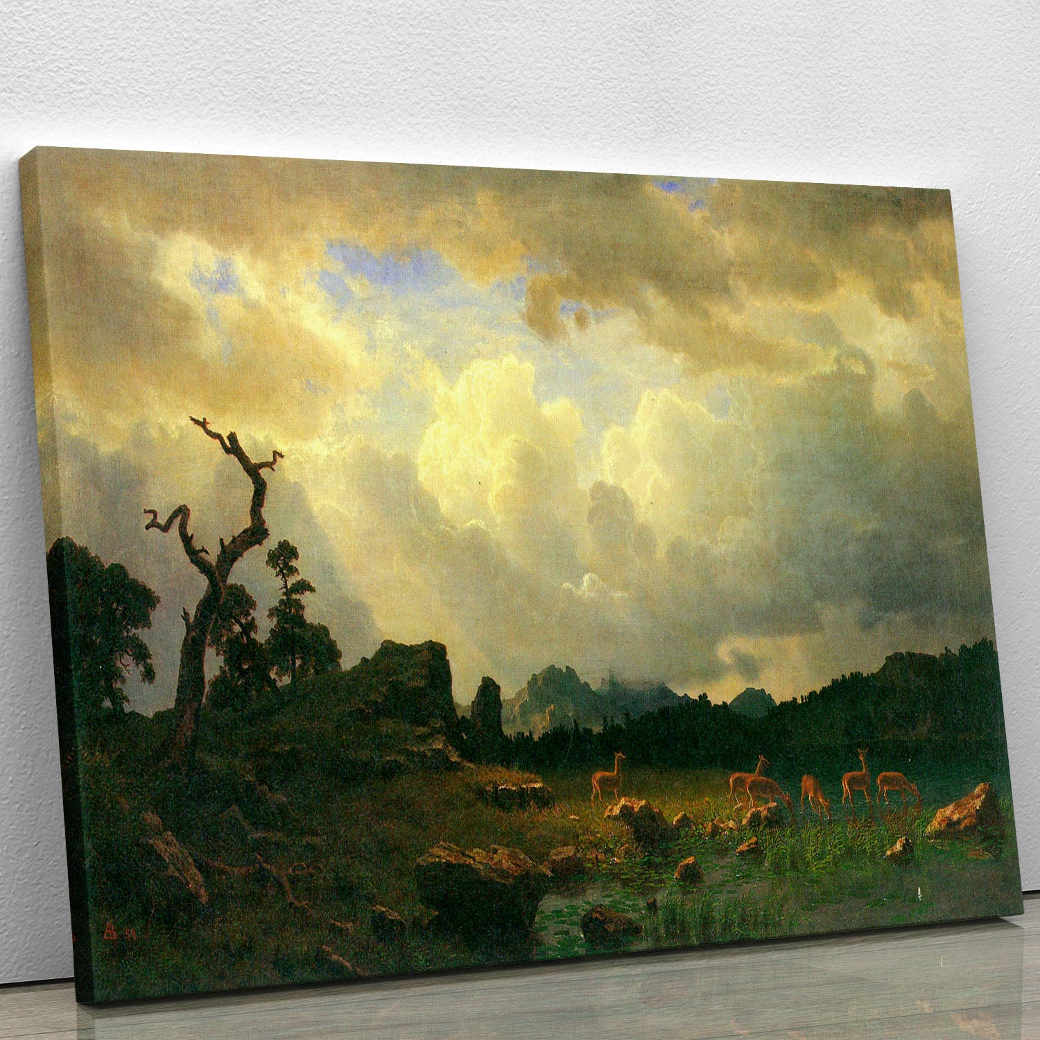 Thunderstorms in the Rocky Mountains by Bierstadt Canvas Print or Poster - Canvas Art Rocks - 1
