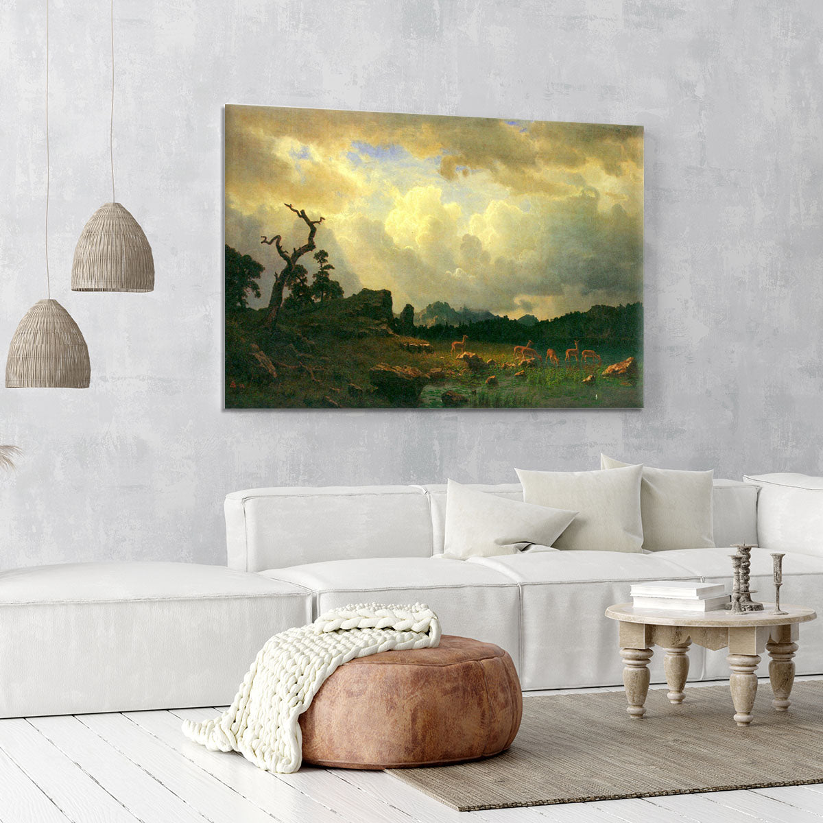 Thunderstorms in the Rocky Mountains by Bierstadt Canvas Print or Poster - Canvas Art Rocks - 6
