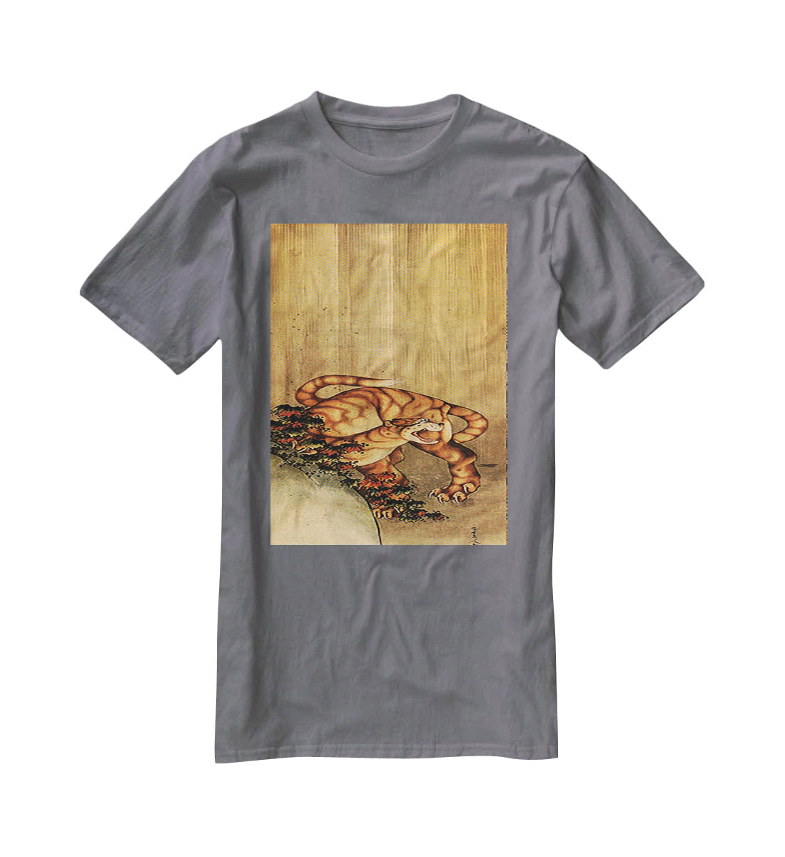Tiger in the rain by Hokusai T-Shirt - Canvas Art Rocks - 3