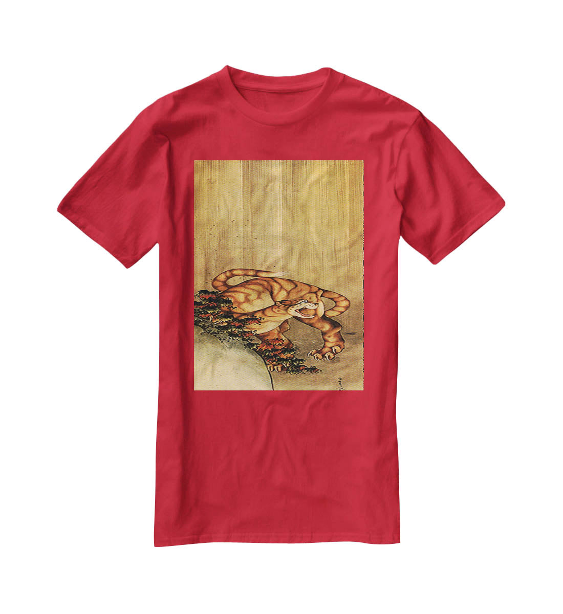 Tiger in the rain by Hokusai T-Shirt - Canvas Art Rocks - 4
