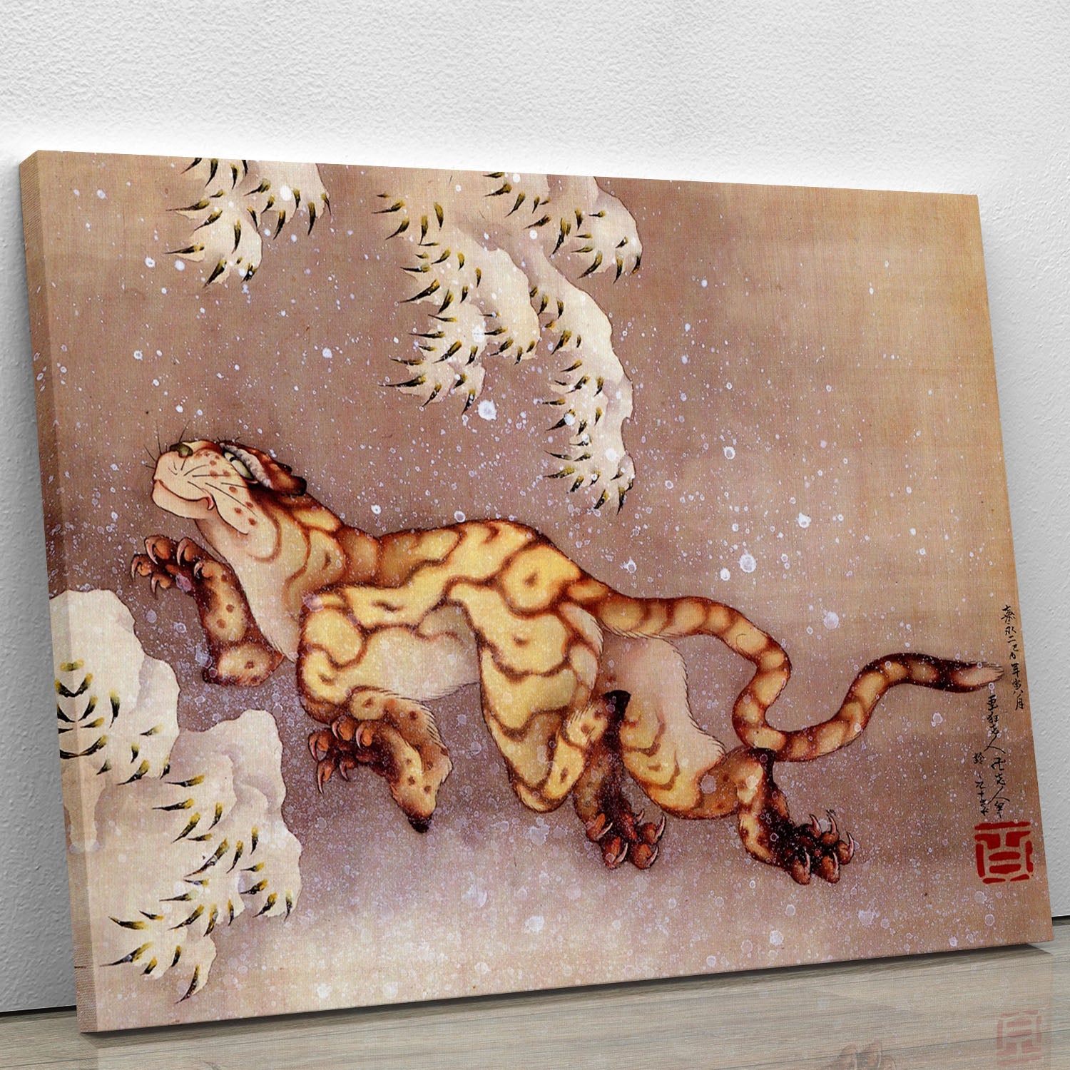 Tiger in the snow by Hokusai Canvas Print or Poster - Canvas Art Rocks - 1