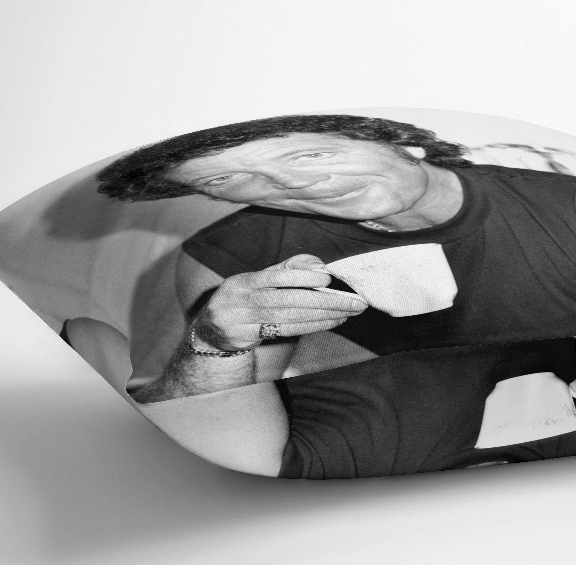 Tom Jones with a cuppa Cushion - Canvas Art Rocks - 3