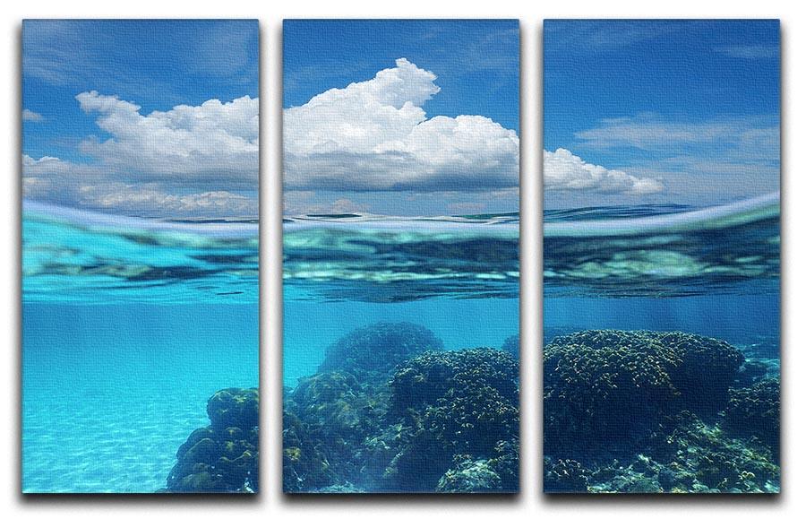 Top half with blue sky and cloud 3 Split Panel Canvas Print - Canvas Art Rocks - 1