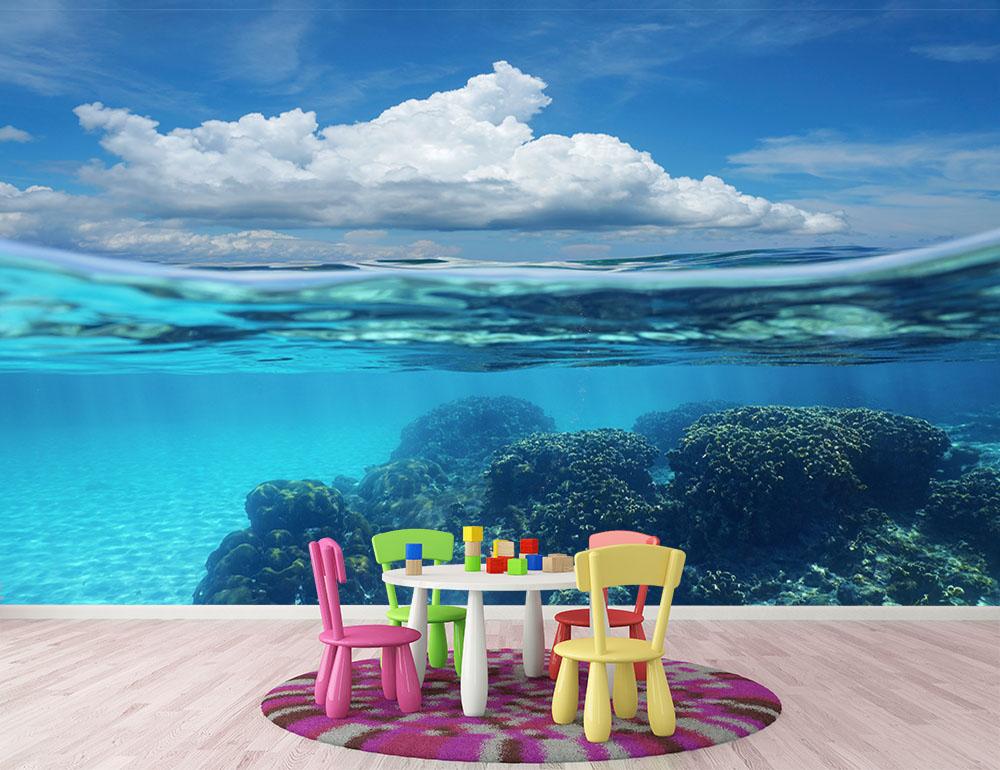 Top half with blue sky and cloud Wall Mural Wallpaper - Canvas Art Rocks - 2