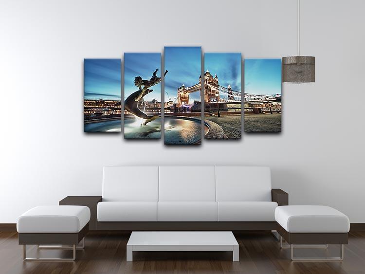 Tower Bridge and St Katharine Docks Girl 5 Split Panel Canvas - Canvas Art Rocks - 3