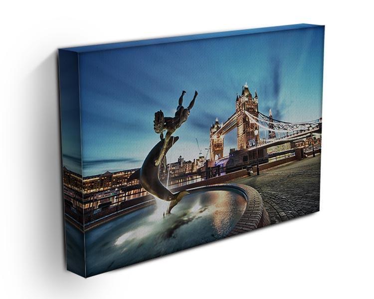 Tower Bridge and St Katharine Docks Girl Canvas Print or Poster - Canvas Art Rocks - 3