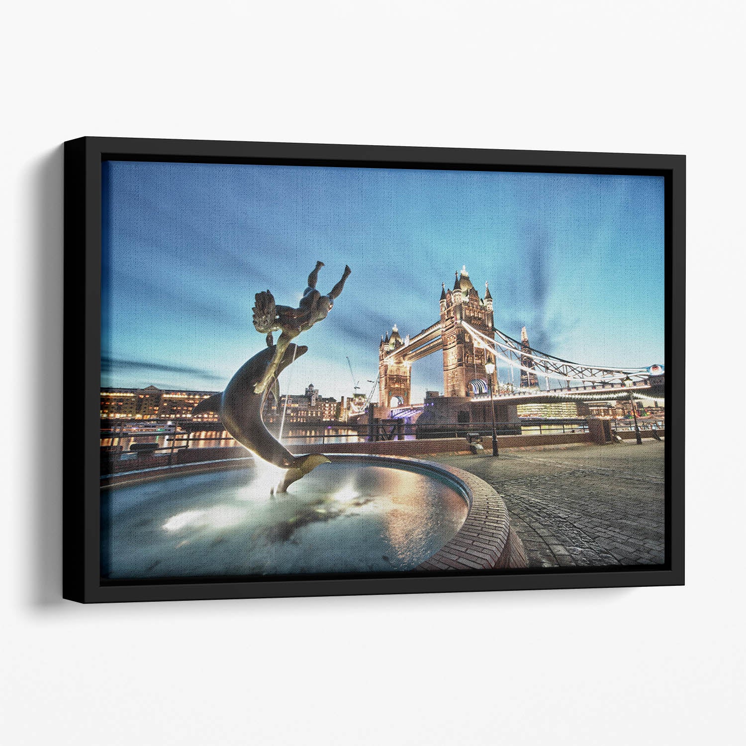 Tower Bridge and St Katharine Docks Girl Floating Framed Canvas