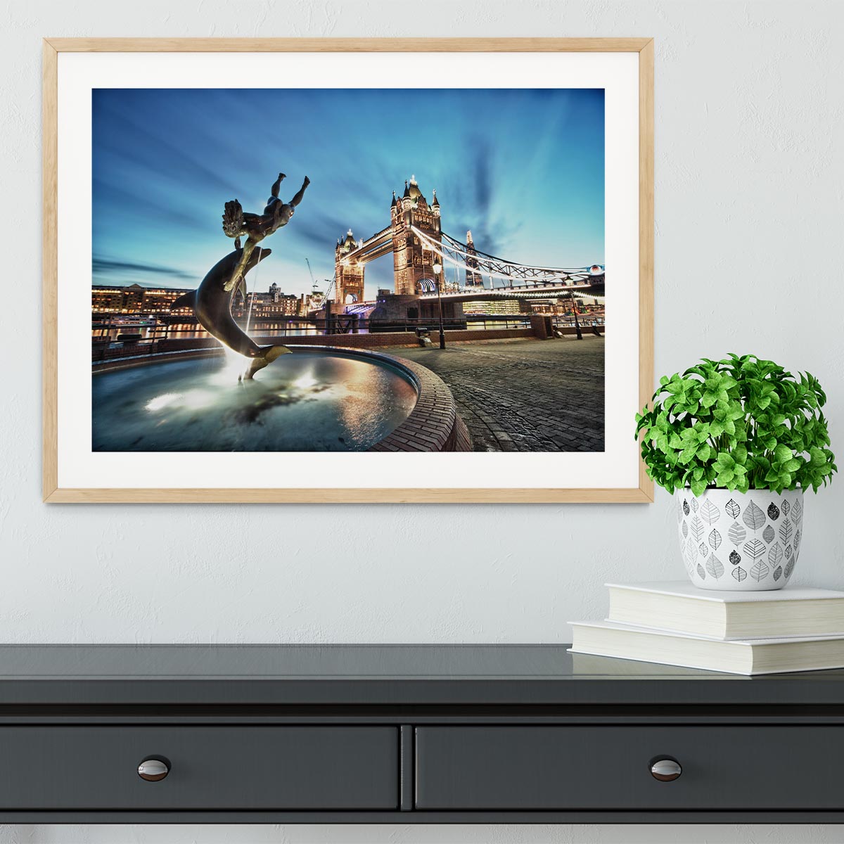 Tower Bridge and St Katharine Docks Girl Framed Print - Canvas Art Rocks - 3