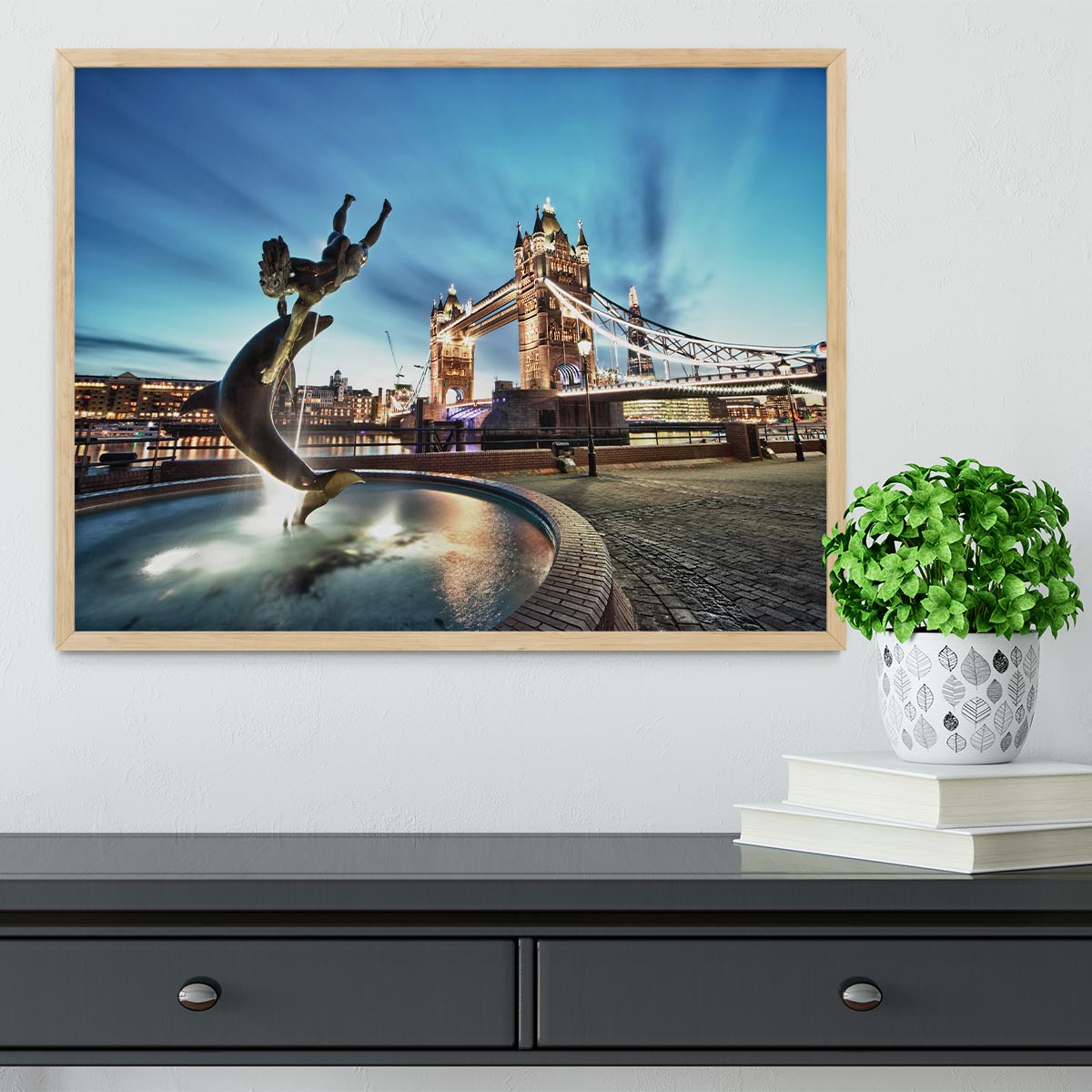 Tower Bridge and St Katharine Docks Girl Framed Print - Canvas Art Rocks - 4
