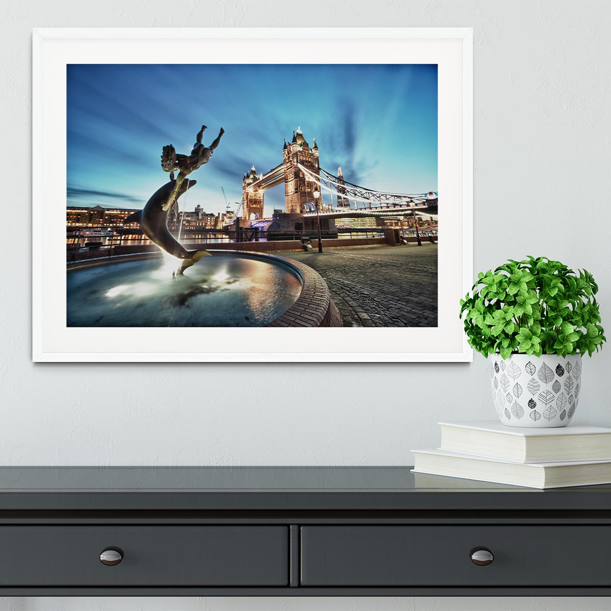 Tower Bridge and St Katharine Docks Girl Framed Print - Canvas Art Rocks - 5