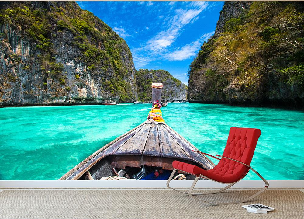 Traditional wooden boat Wall Mural Wallpaper - Canvas Art Rocks - 2