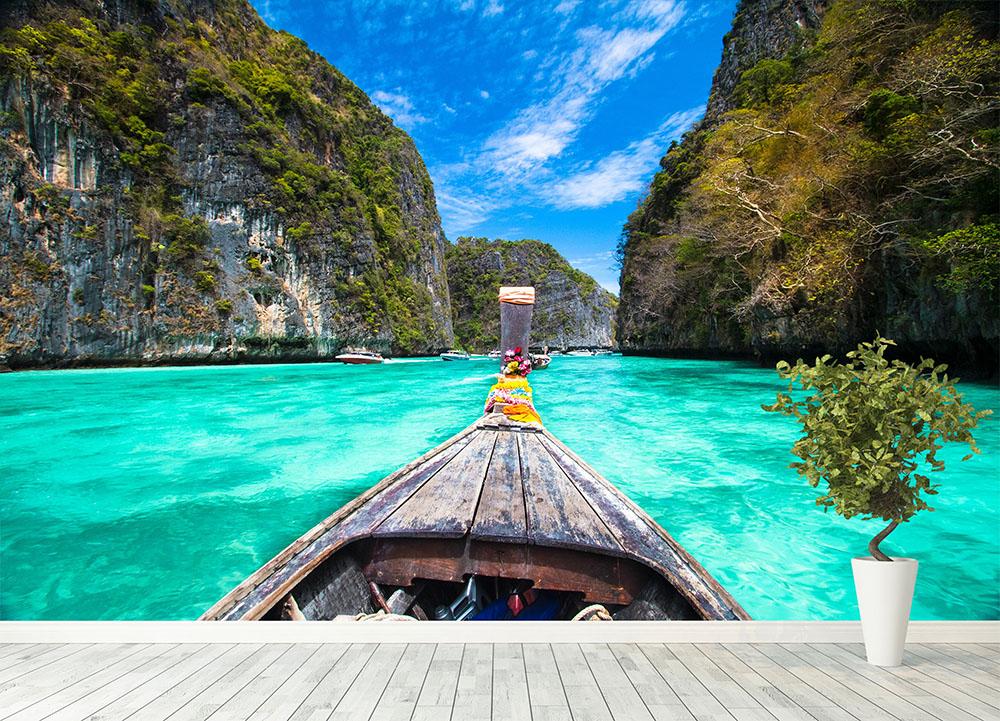 Traditional wooden boat Wall Mural Wallpaper - Canvas Art Rocks - 4