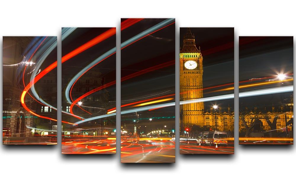 Traffic in night London 5 Split Panel Canvas - Canvas Art Rocks - 1