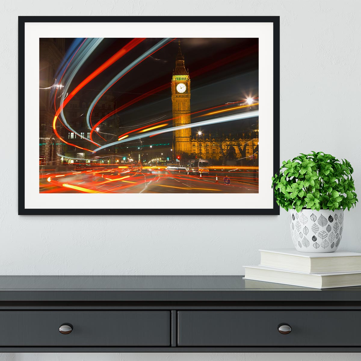 Traffic in night London Framed Print - Canvas Art Rocks - 1