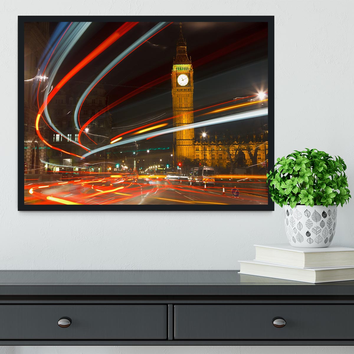 Traffic in night London Framed Print - Canvas Art Rocks - 2