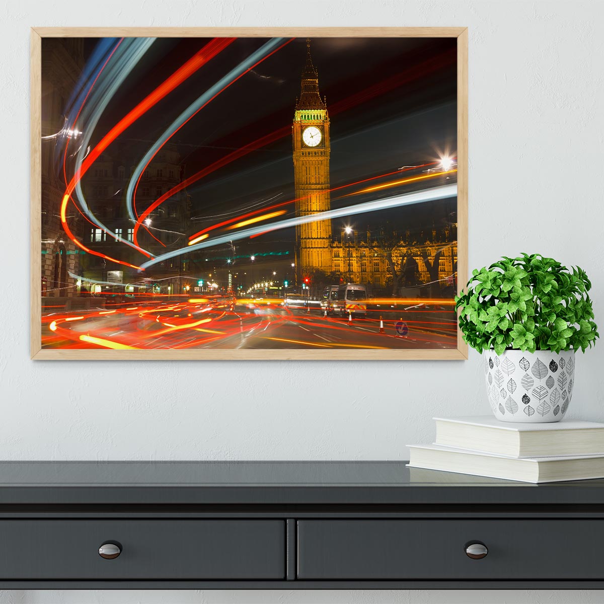 Traffic in night London Framed Print - Canvas Art Rocks - 4