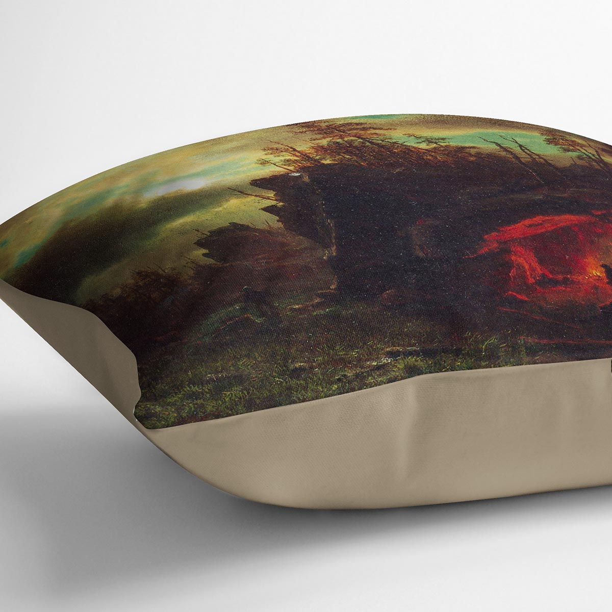 Trapper's camp by Bierstadt Cushion - Canvas Art Rocks - 2