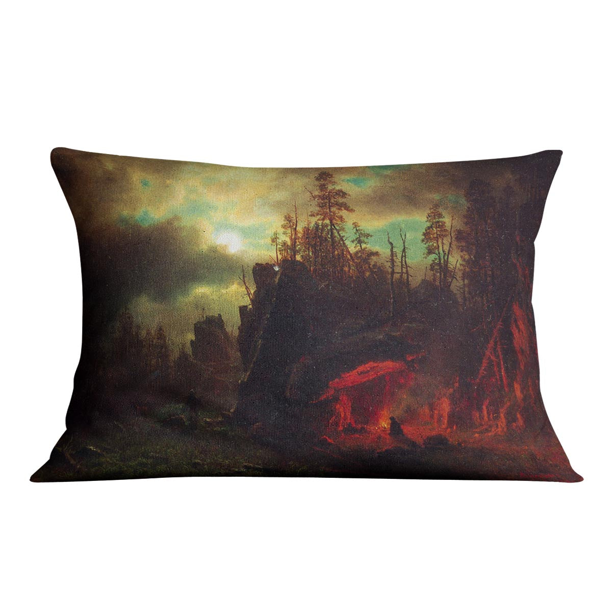Trapper's camp by Bierstadt Cushion - Canvas Art Rocks - 4