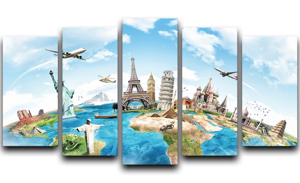 Travel the world 5 Split Panel Canvas - Canvas Art Rocks - 1