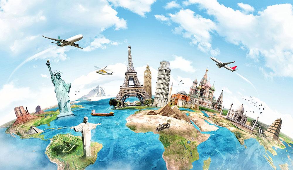 Travel the world Wall Mural Wallpaper - Canvas Art Rocks - 1
