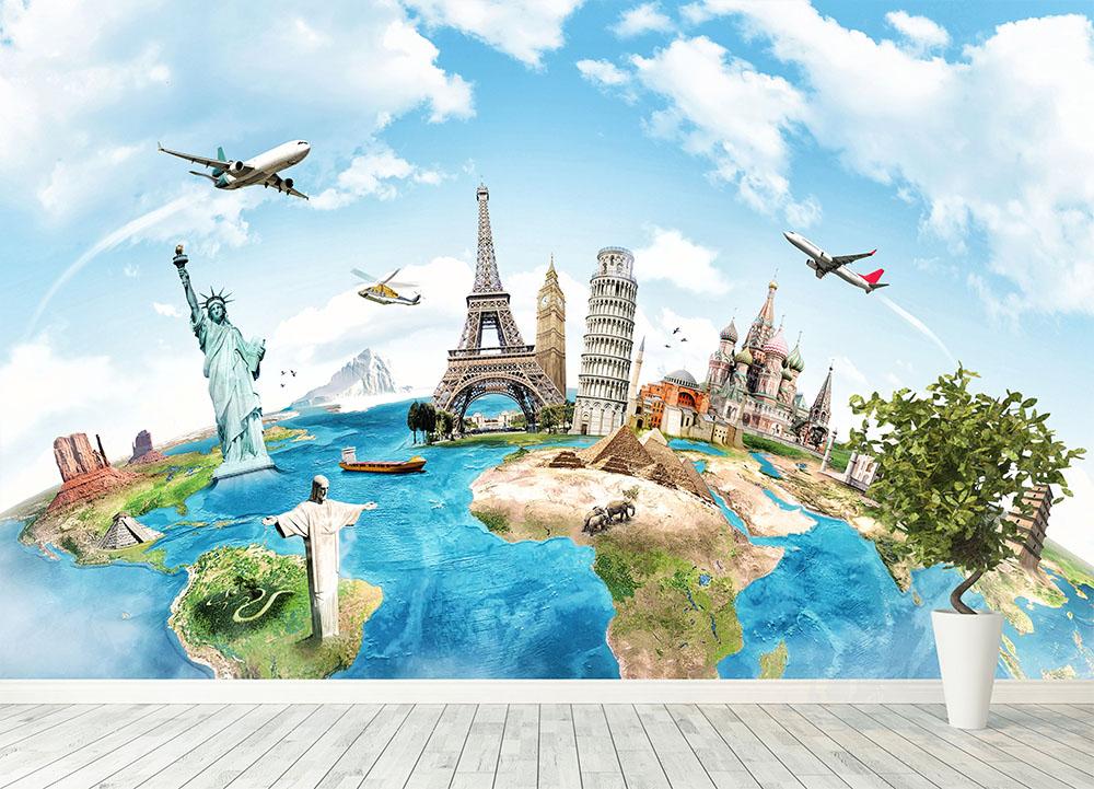 Travel the world Wall Mural Wallpaper - Canvas Art Rocks - 4