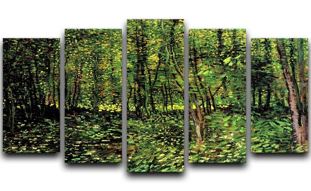 Trees and Undergrowth 2 by Van Gogh 5 Split Panel Canvas - Canvas Art Rocks - 1