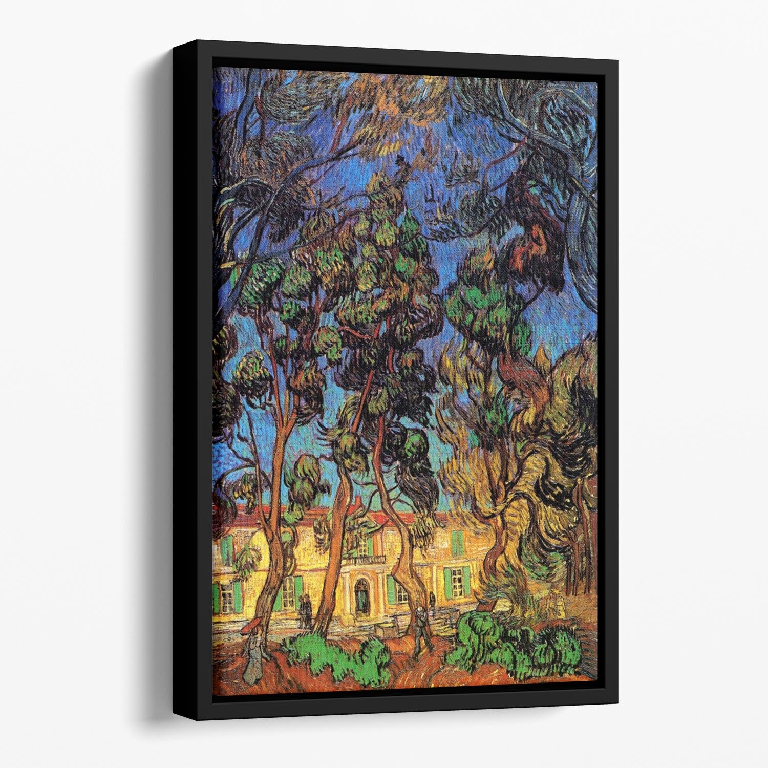 Trees in the Garden of Saint-Paul Hospital by Van Gogh Floating Framed Canvas