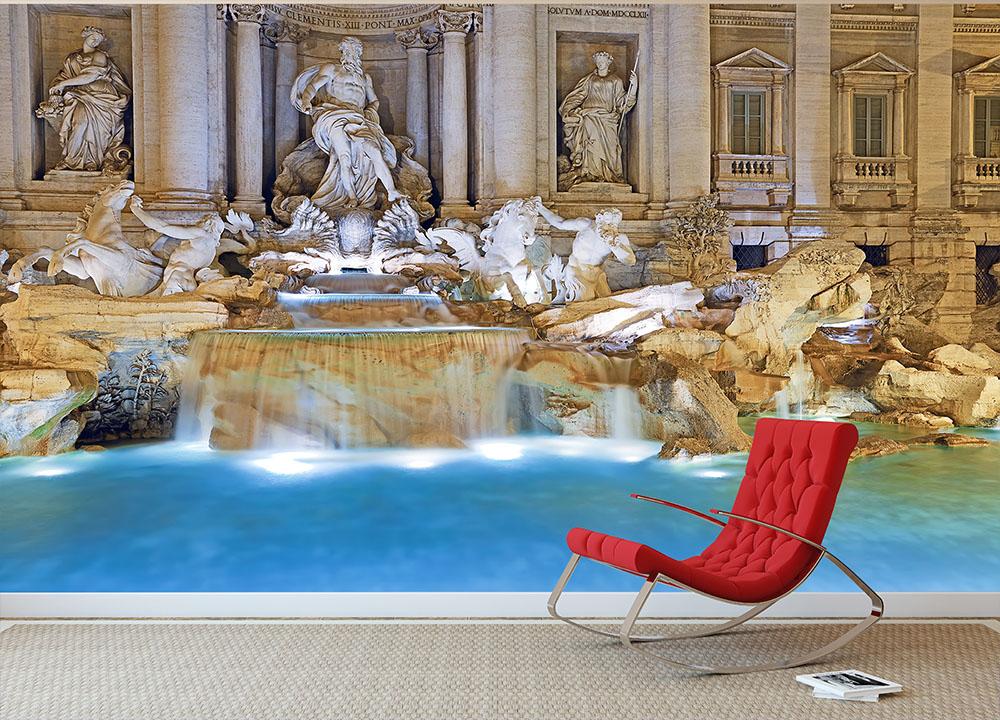 Trevi Fountain Rome Wall Mural Wallpaper - Canvas Art Rocks - 2